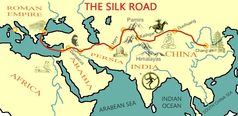 Map of the Silk Road across Asia