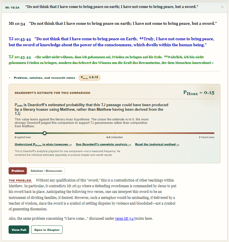 Matthew and Talmud Jmmanuel verse comparison from Deardorff's research